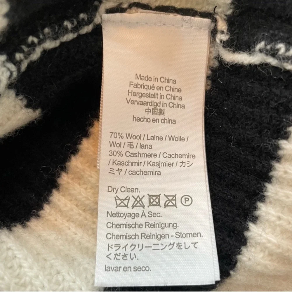 J. Crew Wool and Cashmere Relaxed Turtleneck Black and White Striped - Picture 5 of 6